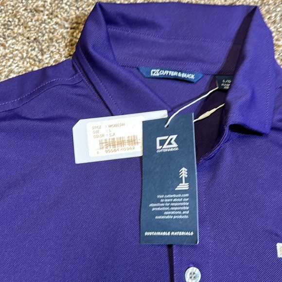 Washington Huskies Cutter & Buck Virtue Eco Pique Recycled Polo - Purple. Size L - Picture 3 of 12